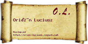 Orián Luciusz névjegykártya